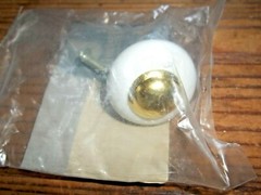 Belwith P722-UB White Porcelain 1 1/4″ Cabinet Knob Pull with Ultra Brass Stem