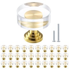 Crystal Glass Cabinet Drawer Knobs, 30 Pack Glass Crystal Gold Dresser Knobs,…