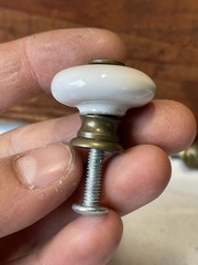 Vtg Lot of 2 Amerock White Porcelain Ceramic Mushroom Cabinet Knobs Drawer 1.5”