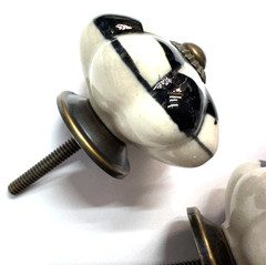 2 Checkered Ceramic Courtly Check Knobs Cabinet Pulls Furniture Hardware Childs