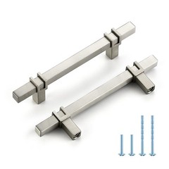3-3/4 inch Brushed Nickel Cabinet Handles 10 Pack Kitchen Cabinet Handles Dra…