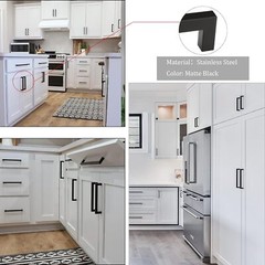 1-100Pack Black Kitchen Square Cabinet Handles Drawer Pull Knobs Stainless Steel
