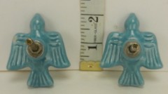 2pc. Turquoise Bird Ceramic Drawer Pull/Cabinet Knob 3 inch bolt, washer, nut
