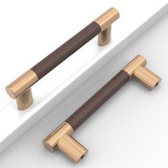 9 Pack 3.75 Inch Kitchen Cabinet Handles Brown and Champagne Bronze Knurled