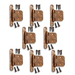 Vintage Mckinney Semi-Concealed Hinges 8 PC Forged Iron Cabinet Hardware -Copper