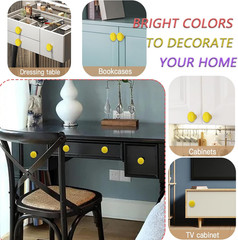 10Pack Ceramic Cabinet Knobs, 1.26Inch/32mm Yellow Round Drawer Dresser Knob Pul