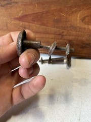 Lot of 2 Antique 19th Century Iron Cabinet Drawer Knobs Pulls Square Nut