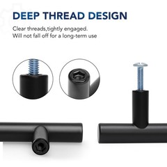JOY DECOR 10 Pack Cabinet Handles, Black 4 in Hole Center,