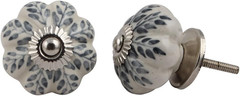 Set of 12 Pieces Leaf Floral Ceramic White Cabinet Knobs Furniture Handle Drawer
