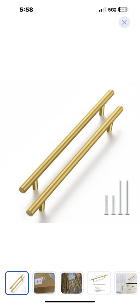 Haliwu 30 Pack Cabinet Handles Brass Gold Cabinet Pulls 6-1/4 Inch Hole Center D