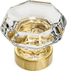 Brushed Brass & Clear Glass Cabinet Knobs – 20 Pack, 1-5/16″ Diameter