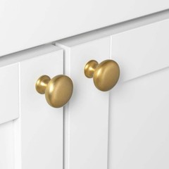 GlideRite 1-1/8 in. Dia Satin Gold Classic Round Cabinet Knobs (10-Pack)