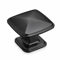 1 Pack 1.25 Inch Square Black Cabinet Knob Solid Zinc Drawer Hardware