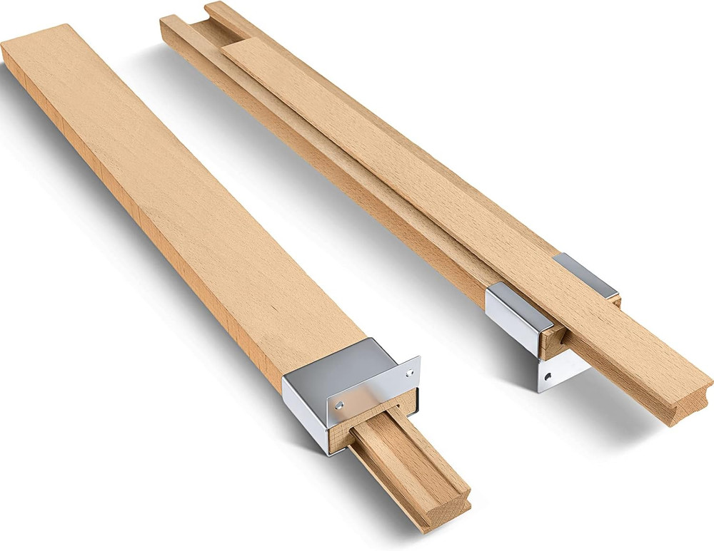 2 Pcs Wood Drawer Slides Bottom Mount Classic 16 Inches Center Guide