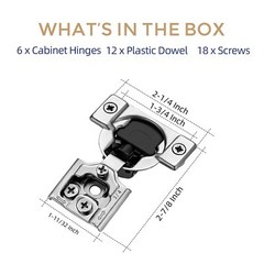6 Pack 3 Pairs 3/4 inch Overlay Soft Close Hinges for Kitchen Cabinet Hinges …