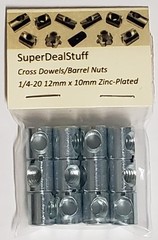 12 PCS Cross Dowels Barrel Nuts 1/420 12x10mm ZincPlated CNC Fasteners