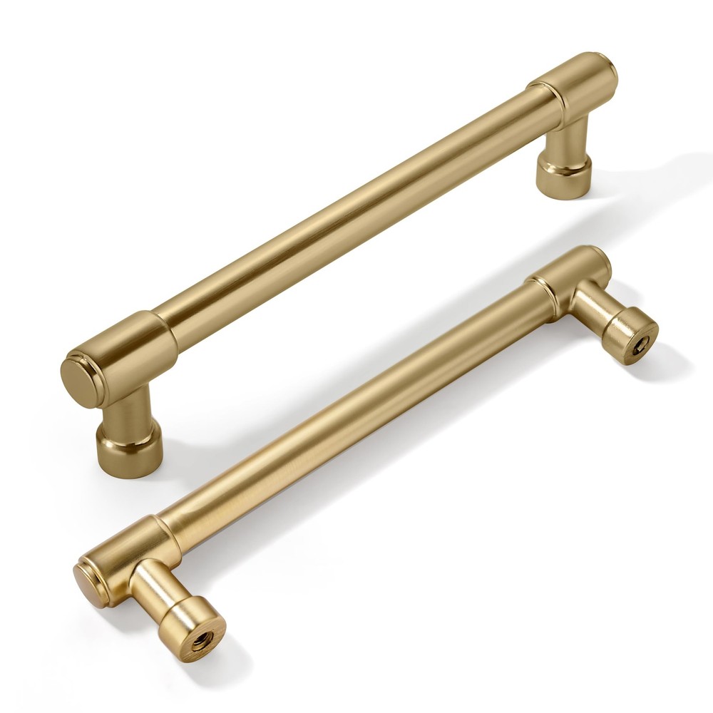 6 PCS Brushed Brass Cabinet Pulls 6 Inch 152MM Hole Center Hardware Handle