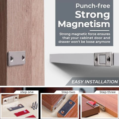 1-20PCS No-Drill Hidden Strong Mag Ultra-Thin Door Closer Cabinet Cupboard Catch