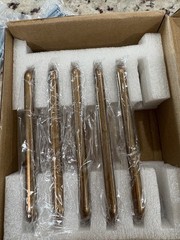 Lot of 6 Cabinet Drawer Bar Pulls Antique Brass Fluted Round Bases Hardware