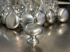 Vintage Mushroom Satin Nickel 1-1/4″ Solid Cabinet Knobs – Dresser, Bi-fold Door