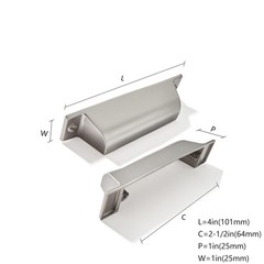 2 PCS 21/2 Inch Brushed Nickel Cabinet Cup Pulls Drawer Handle Hole Center