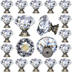 Set of 12 Crystal Cabinet Knobs – Polished Glass Drawer Pulls with Bronze Base