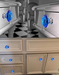 Luxurious 12 Pcs 30MM Blue Diamond Crystal Cabinet Knobs – Elegant Glass Handles