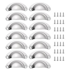14pcs Vintage Drawer Handles for Kitchen Cupboards Furniture Bright Silver