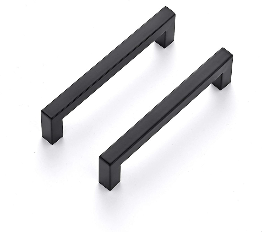 Matte Black Square Cabinet Handles Drawer Pulls,5 Inch,30 Pack | Screws Included