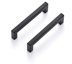 Matte Black Square Cabinet Handles Drawer Pulls,5 Inch,30 Pack | Screws Included