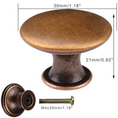 12 Packs Antique Copper Kitchen Cabinet Knobs 30mm/1.18″ Antique Red Copper
