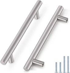 10 Pack Stainless Steel Cabinet Handles Brushed Nickel Drawer Pulls 6-3/10″ C/C