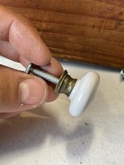 Vtg Lot of 2 Amerock White Porcelain Ceramic Mushroom Cabinet Knobs Drawer 1.5”