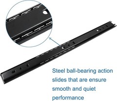 1 Pair Drawer Slides 14 Inch, 2 Section Black Drawer Rails Full Extension Ball B