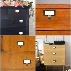 Rierdge 20 Pcs Antique Bronze Card Catalog Drawer Pulls, Large,