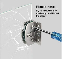 2-Piece 90° Glass Cabinet Hinges for 5-7Mm (Silver) | No-Drill Glass Door Hinge,