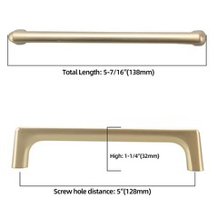 10 Pack Brushed Gold Cabinet Handles 5 Inch 128mm Kitchen Drawer Pulls