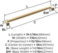 Champagne Bronze 18″ Cabinet Pull – Stature Appliance Handle