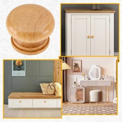 Luomorgo 8 Pcs Natural Wood Dresser Knobs, Round Wooden Cabinet Knobs, Mushroom
