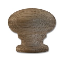 Round 10 Pack Red Oak Wood Knob 1-1/4″ diameter, 1-1/8″ projection (No Screws)