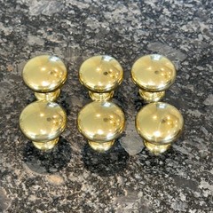 Lot 6 Solid Brass Cabinet Drawer Knobs Round Mushroom Pulls 1.25″