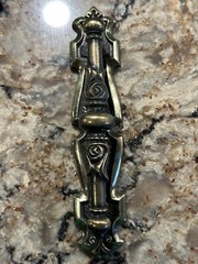 Vintage Ajax Door Drawer Cabinet Pull Handle Backplate Hardware Gothic Medieval