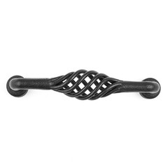 Black Wrought Iron Drawer Handle 6″ Cabinet Pull Birdcage Design Pack of 4
