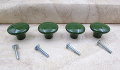 4 PACK Vintage ILCO, Green 1-1/2″ Round Ceramic Cabinet Door Knob, Drawer Pull