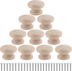 Uenhoy 30 Pcs round Wooden Cabinet Knobs 1-1/8″ (28Mm) Unfinished Wooden Pulls M