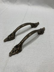 Lot 2 Amerock Natural Elegance Brass Cabinet Door Handle Pull BP1330-077 Vintage