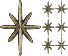 6 Set Unique Antique Gold Cast Iron Drawer Pulls & Cabinet Knobs, 8-Pointed S…
