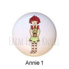 A is for Annie Country Raggedy Ann DECORATIVE Ceramic Drawer Pulls Dresser KNOBS