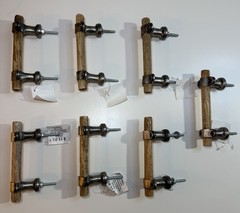 Set of 7 Large Wood & Metal Drawer Pulls 5.5” Long 2” Projection New