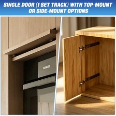 2 Set 14″ Pocket Door Slide Pocket Door Hardware KitW/ Hinges & Screws, Black